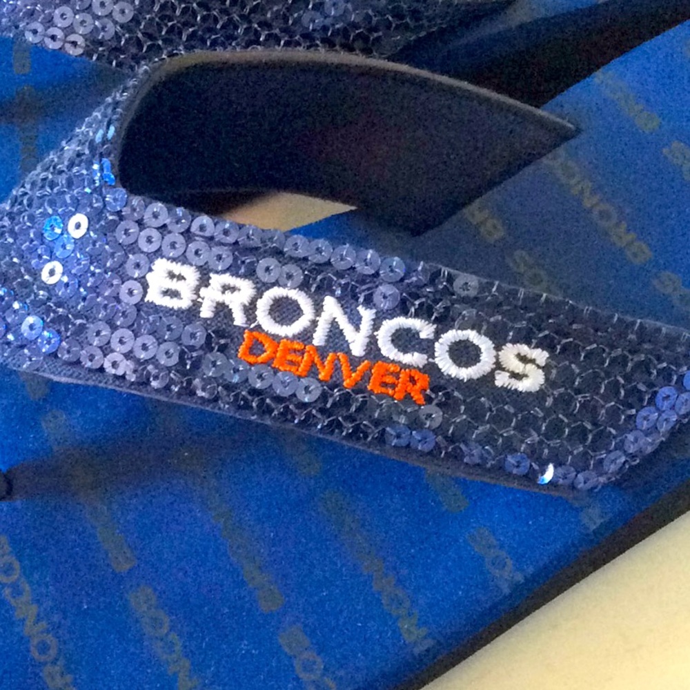 Denver Broncos Sequin Flip Flops - Picture 2 of 4